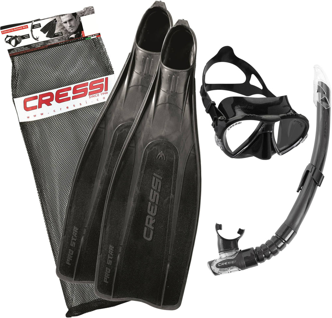 Cressi Pro Star Mask Snorkel and Fins Set