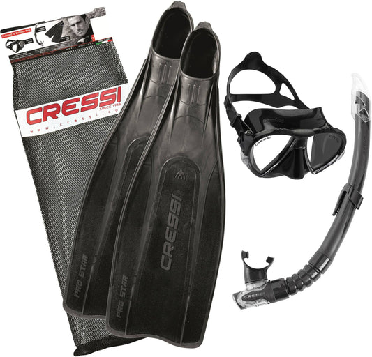 Cressi Pro Star Snorkelling Set – High Performance Mask, Snorkel & Fins