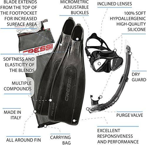Cressi Pro Star Mask Snorkel and Fins Set
