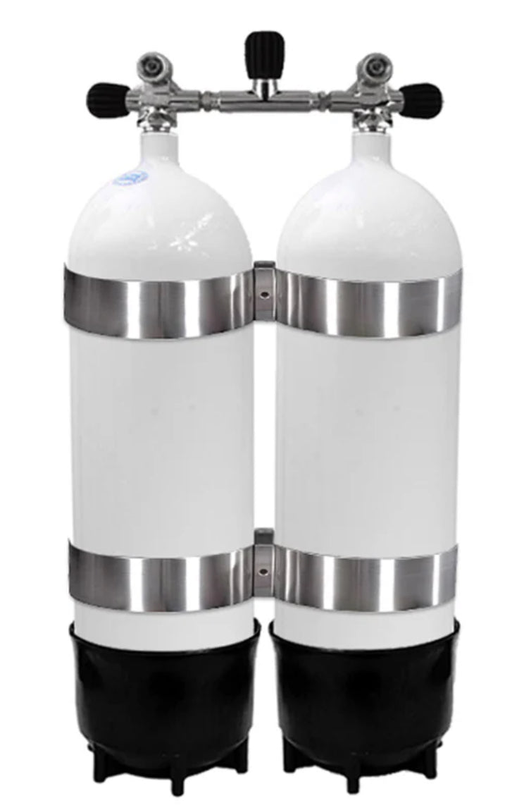Faber 12.2L Steel 232 Bar Twin Tanks with Manifold & Bands