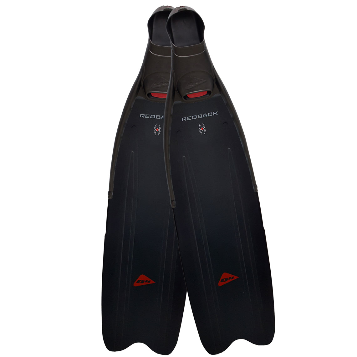 Ocean Hunter Redback freediving fins in black with red accents