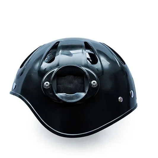 Razor Helmet Mount fitted to a black dive helmet