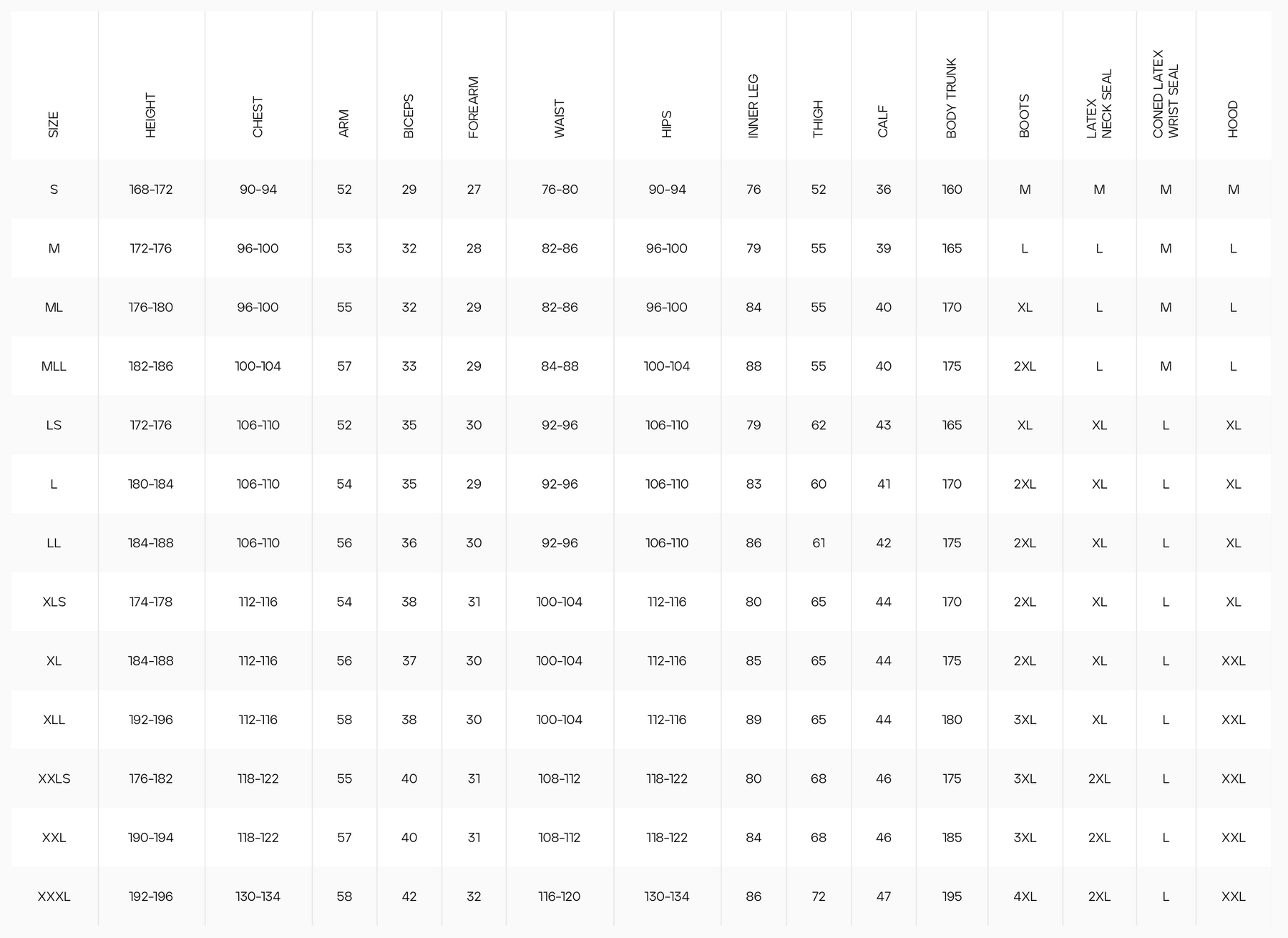 Men's Size Chart