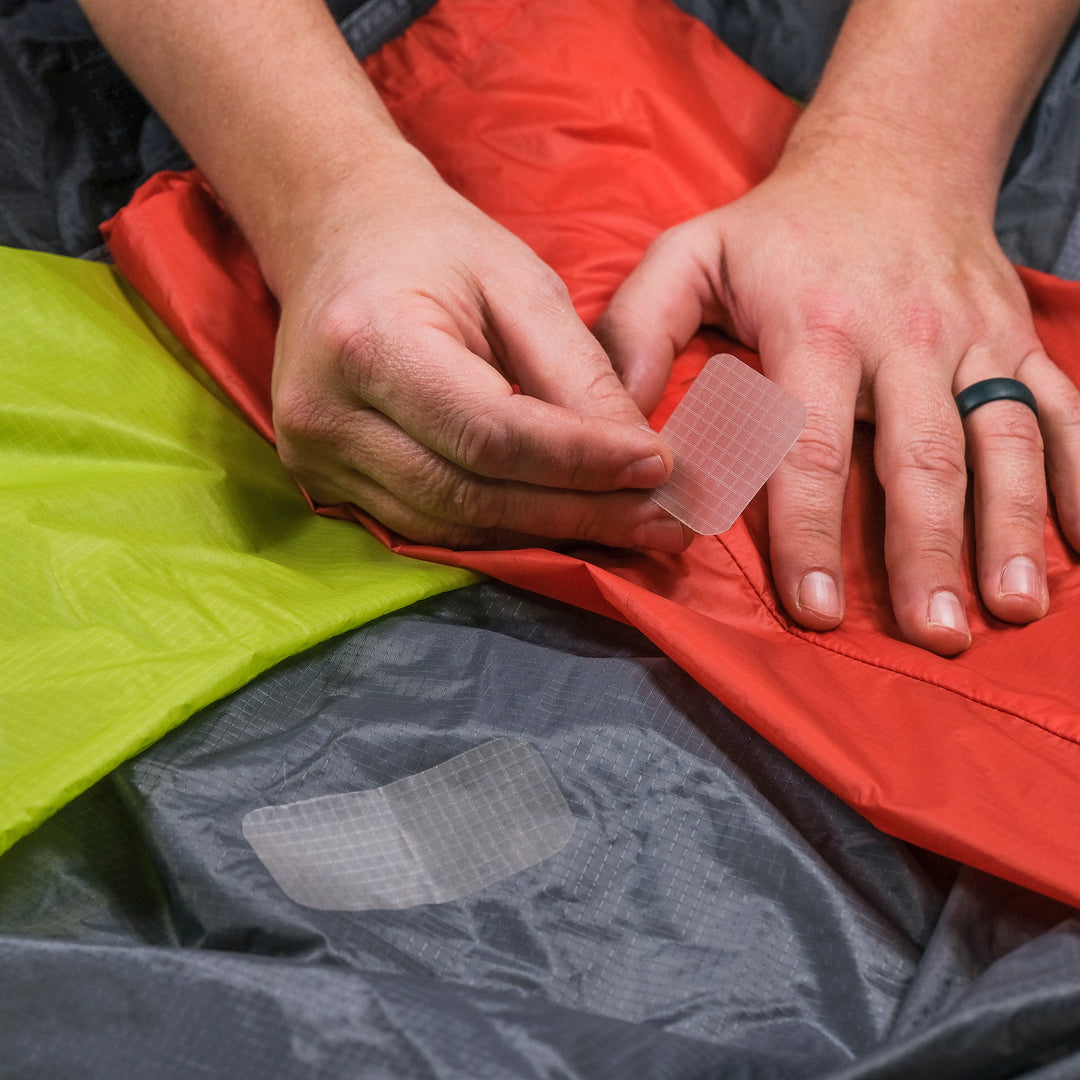 Gear Aid Tenacious Tape Silnylon Patches shown in use