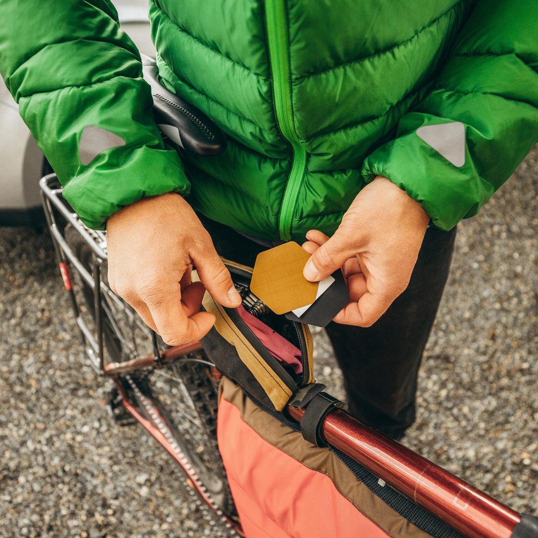 Gear Aid Tenacious Tape Hex Patches shown in use