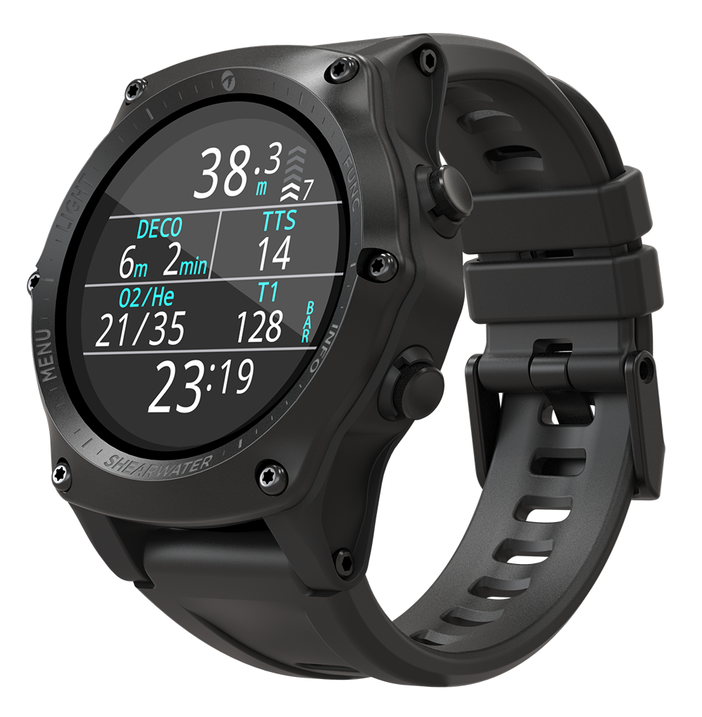 Shearwater Teric black technical dive display angled view