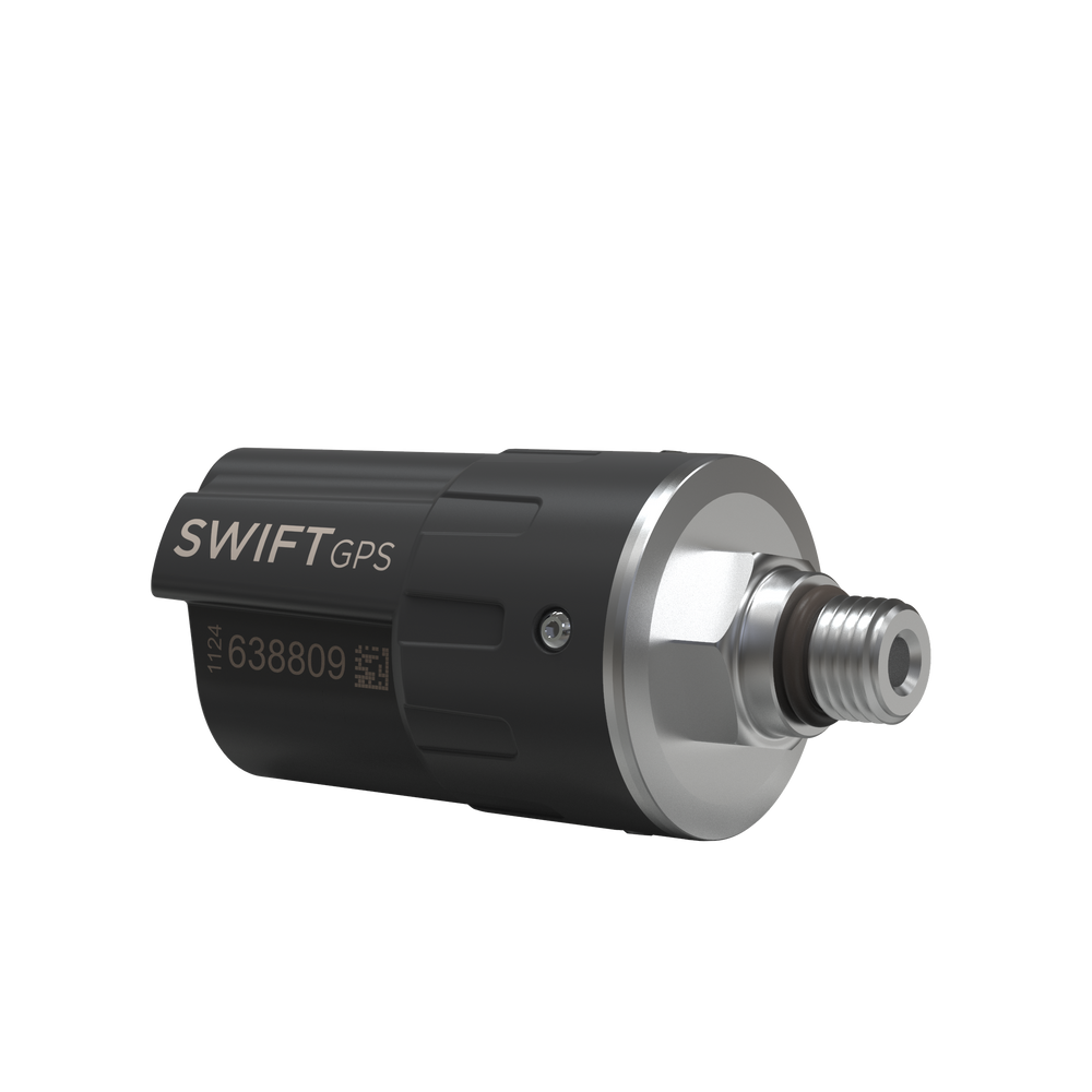 Shearwater Swift GPS transmitter side view with GPS logo