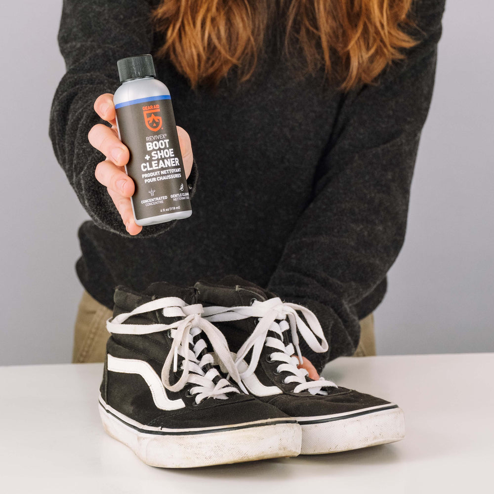 Gear Aid Revivex Boot and Shoe Cleaner shown in use