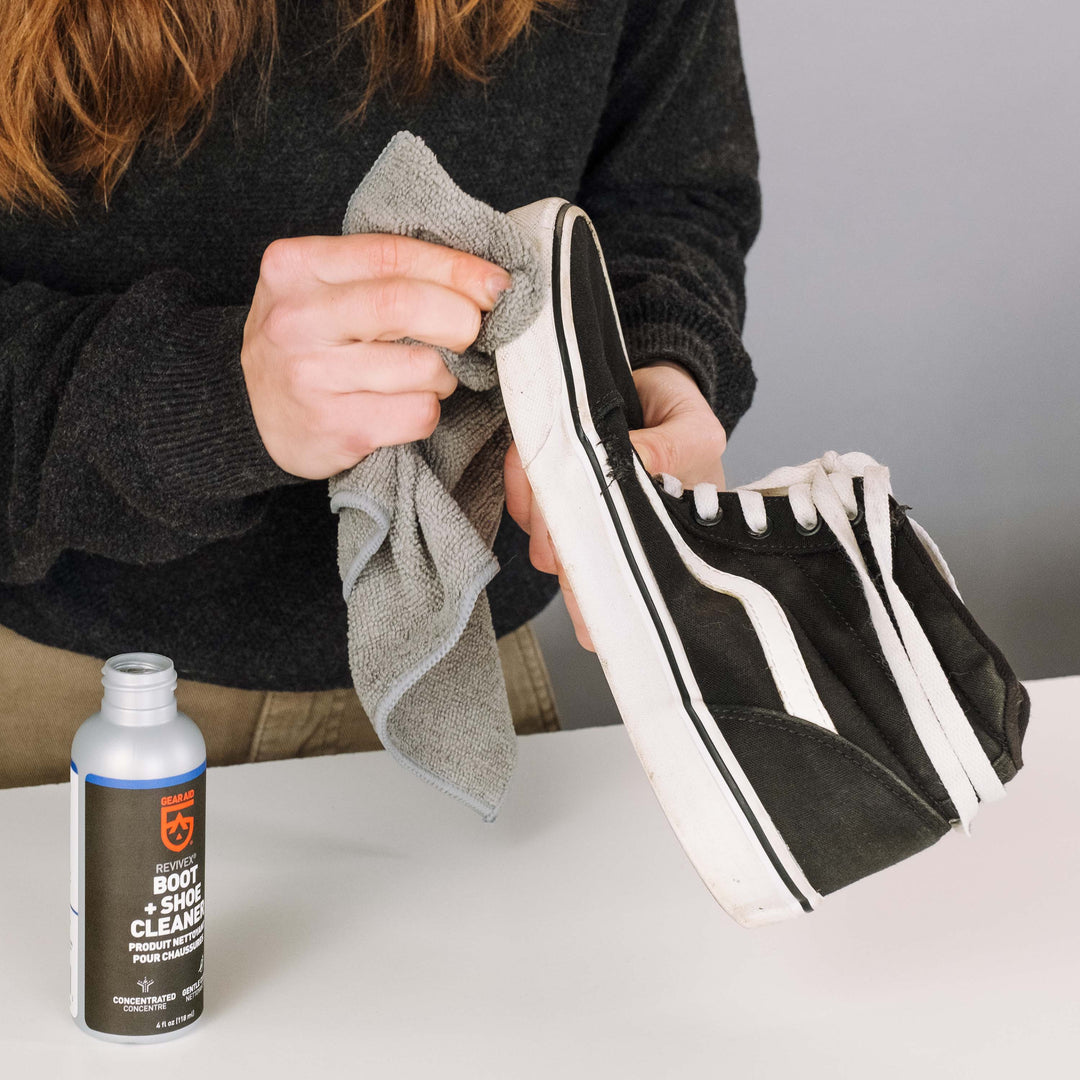 Gear Aid Revivex Boot and Shoe Cleaner shown in use