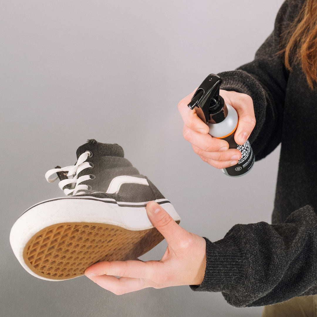 Gear Aid Revivex Suede and Fabric Water Repellent shown in use
