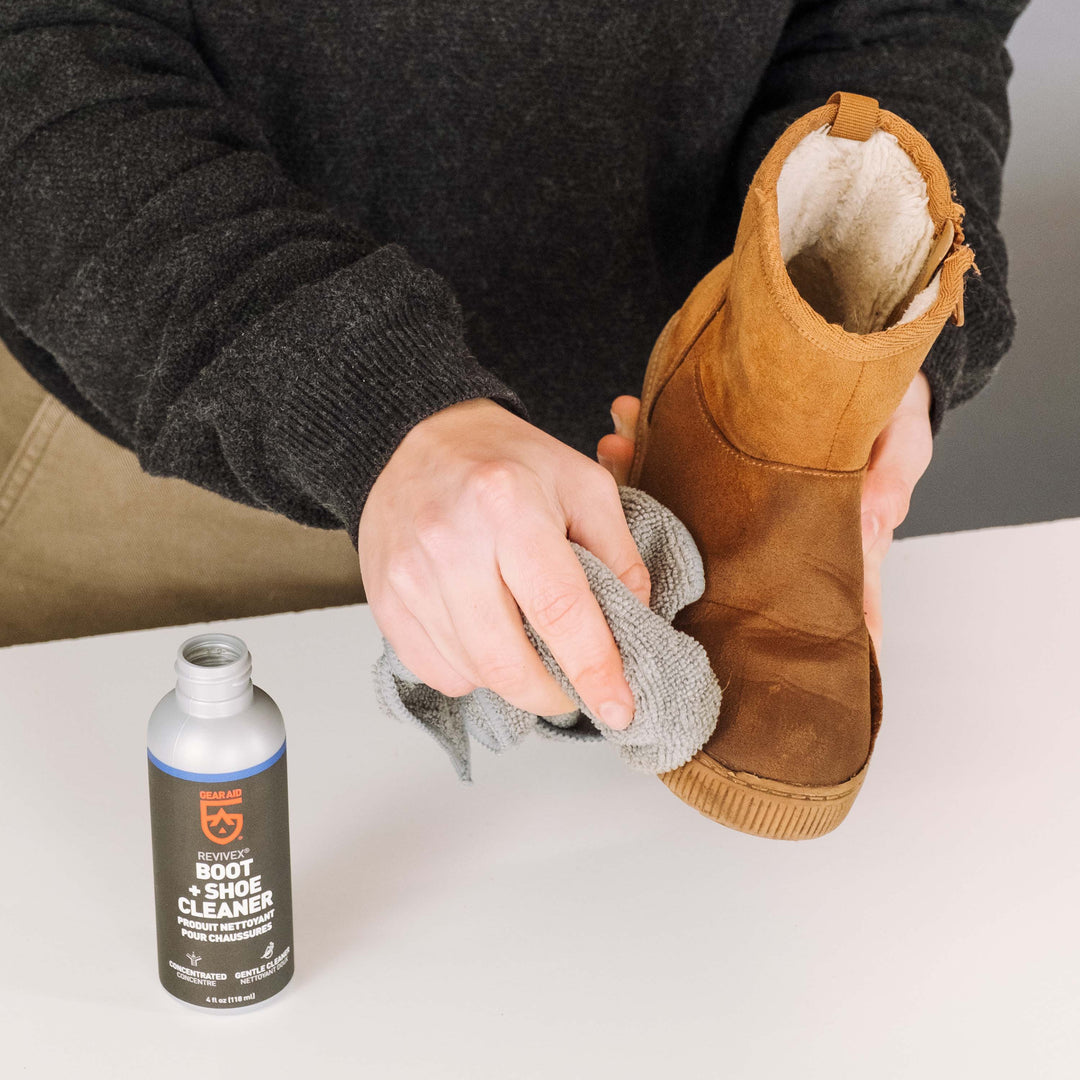 Gear Aid Revivex Boot and Shoe Cleaner shown in use