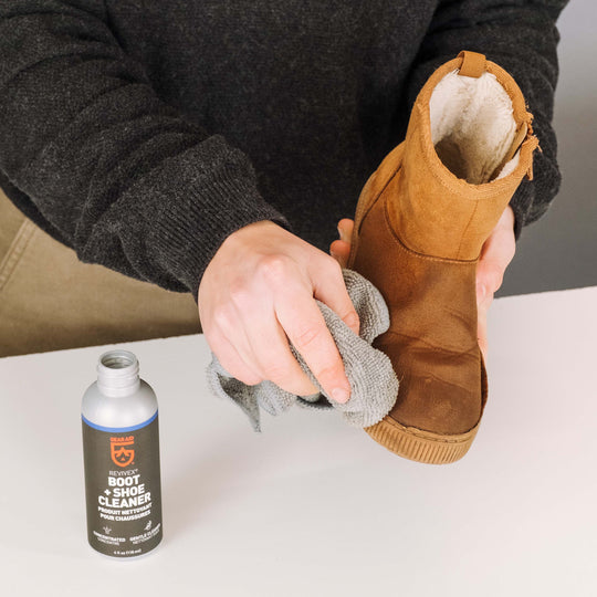 Gear Aid Revivex Boot and Shoe Cleaner shown in use