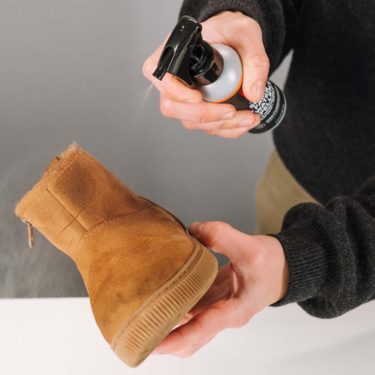 Gear Aid Revivex Suede and Fabric Boot Care Kit shown in use