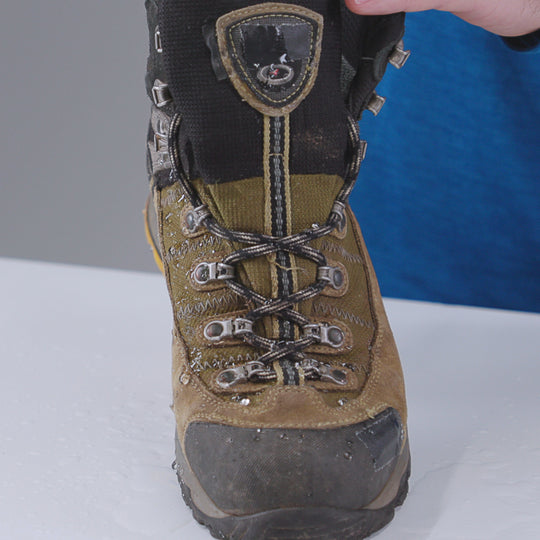Gear Aid Revivex Suede and Fabric Water Repellent shown in use