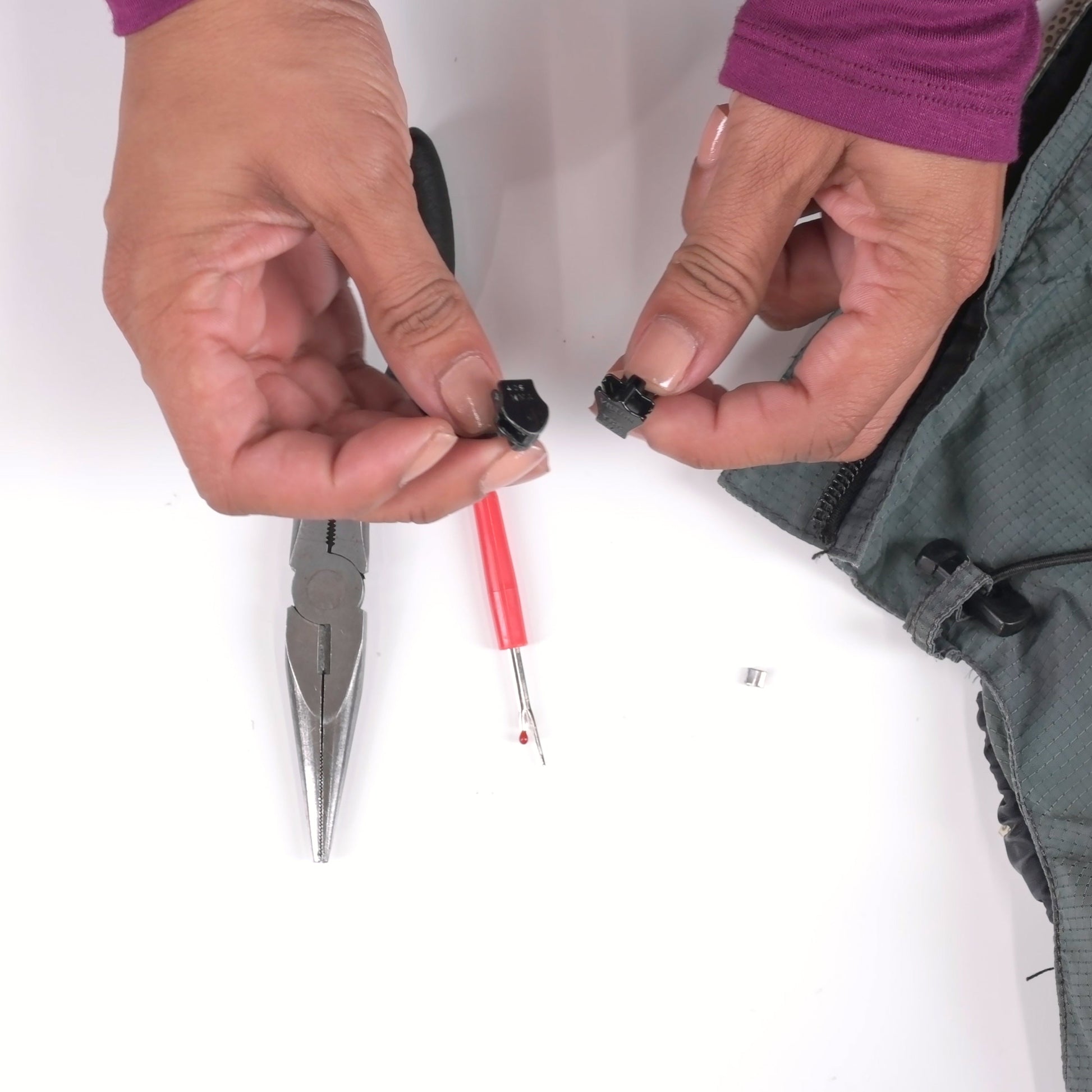 Gear Aid Zipper Repair Kit shown in use