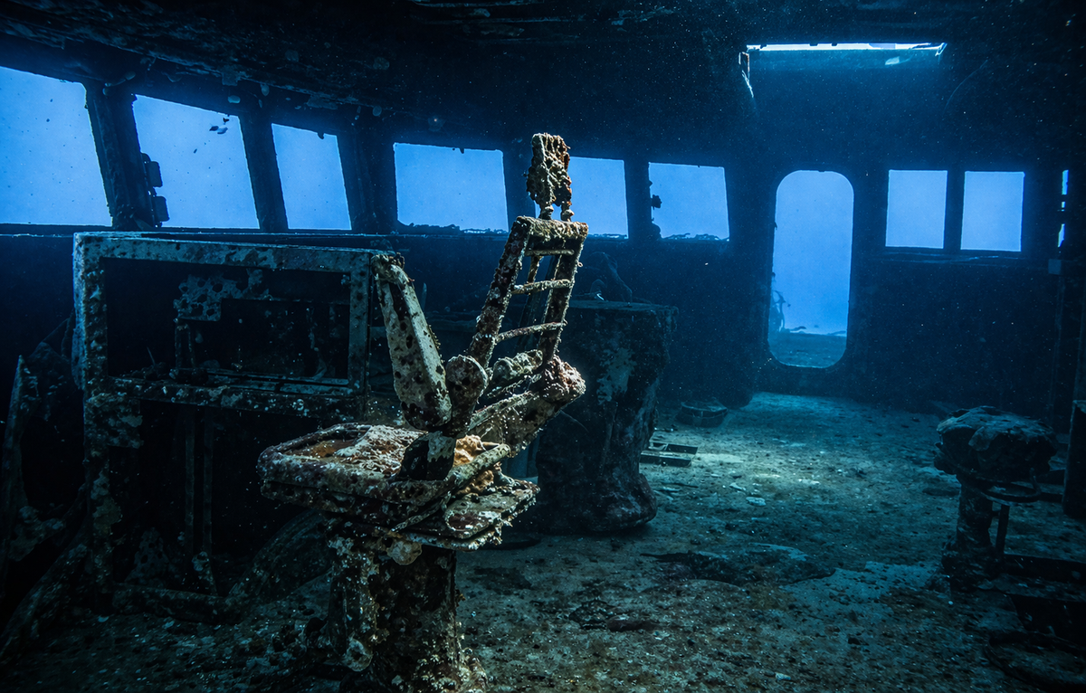 Interior passage of a submerged wreck