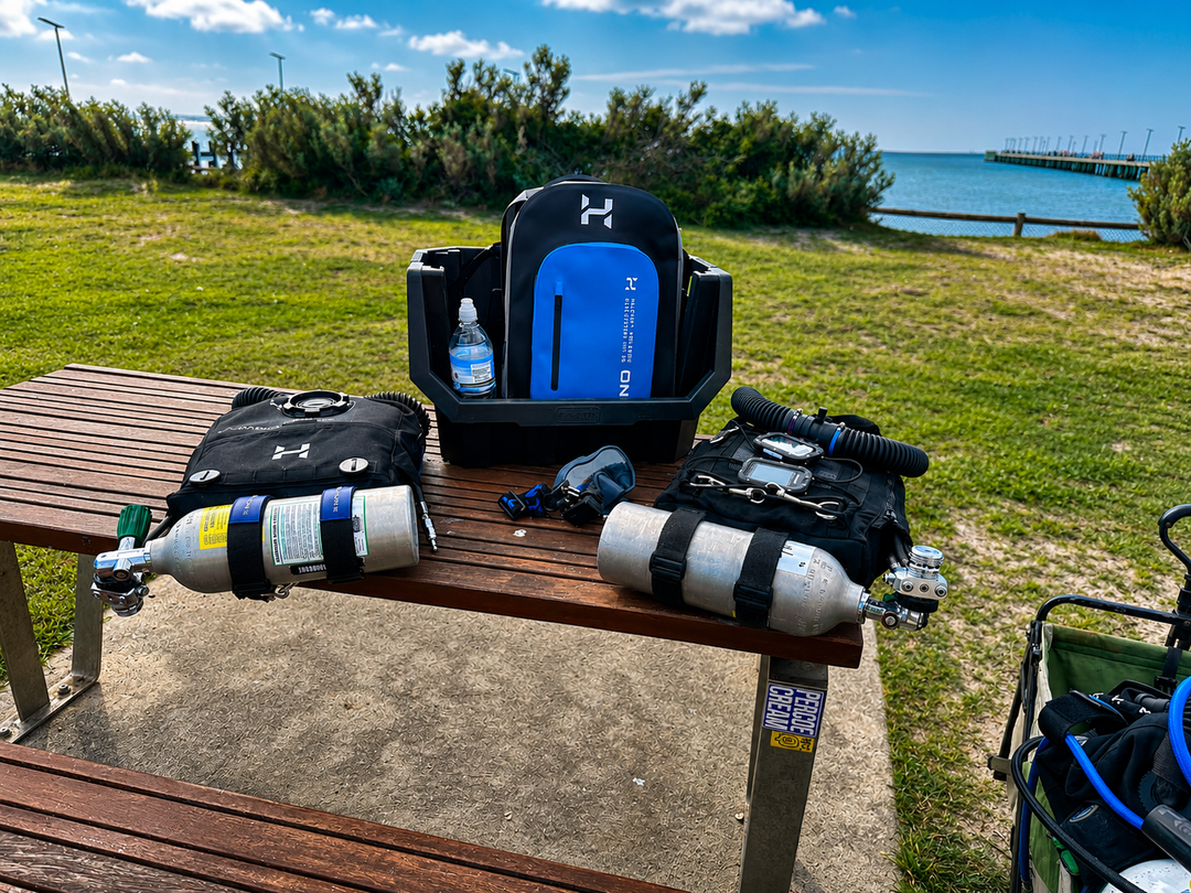 Halcyon rebreather technical diving equipment setup