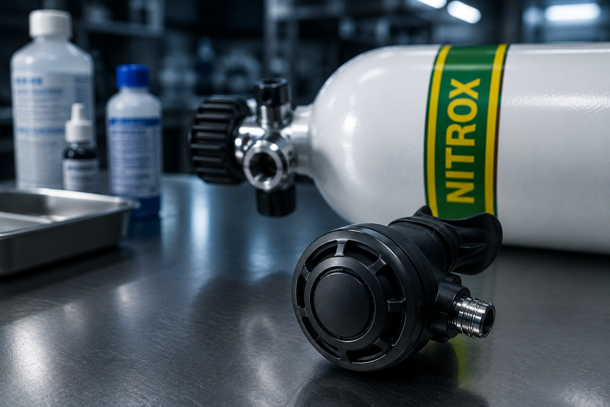 Scuba equipment prepared for oxygen service at Extreme Watersport