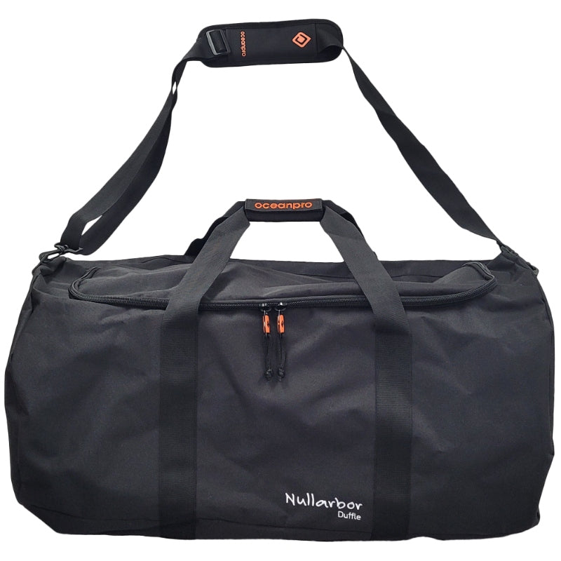 OceanPro Nullarbor black duffle bag shown from the side.