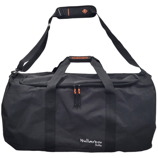OceanPro Nullarbor black duffle bag shown from the side.