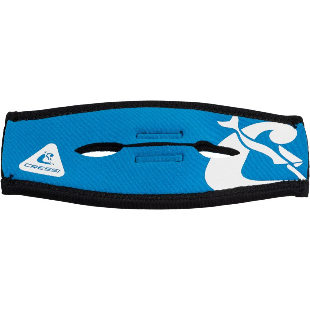 Cressi Ponytail Neo Mask Strap Cover in blue and white
