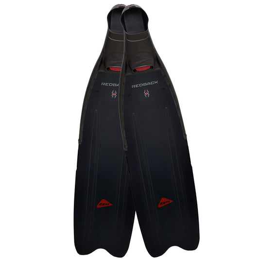 Ocean Hunter Redback freediving fins in black with red accents