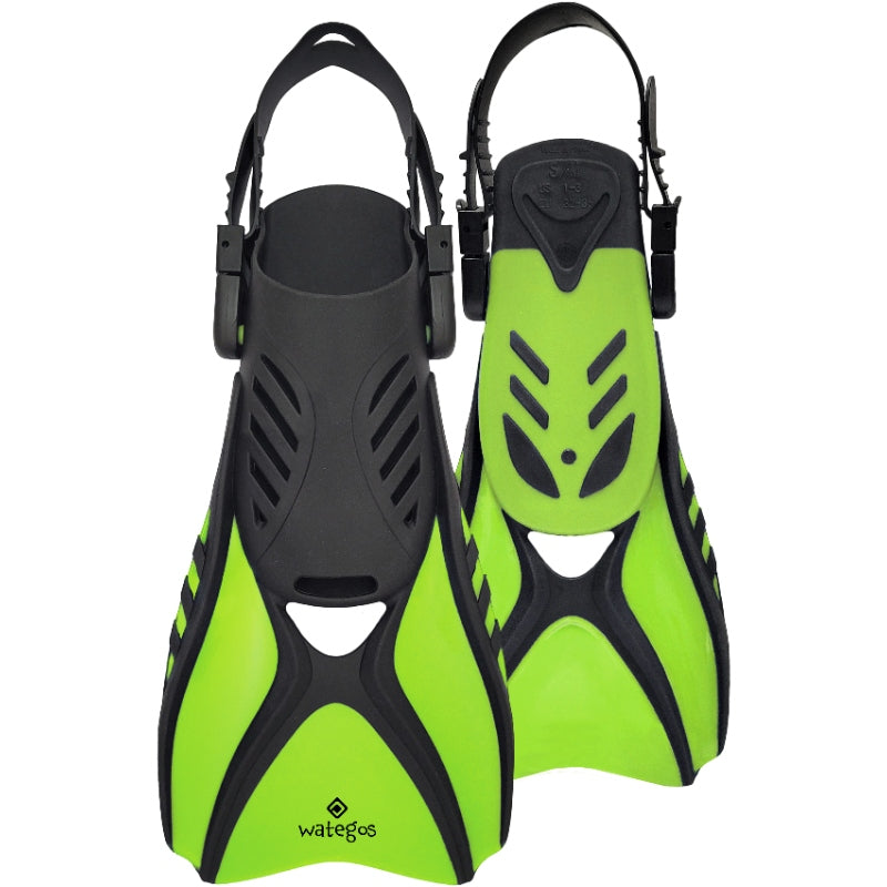 Oceanpro Wategos Junior lime and black open-heel fins