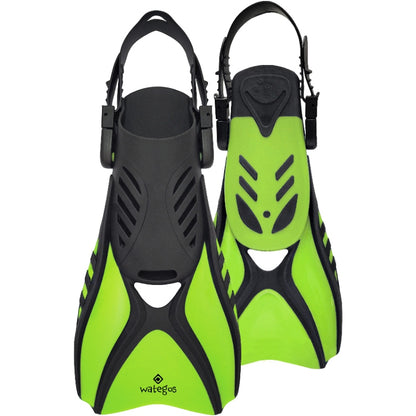 Oceanpro Wategos Junior lime and black open-heel fins