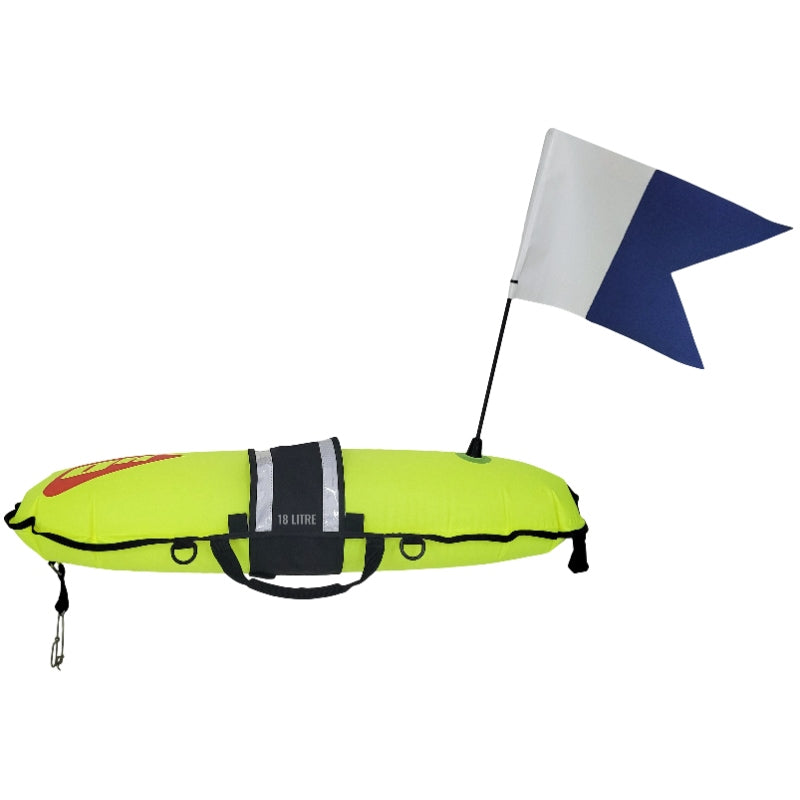 Ocean Hunter 18L Compact Inflatable Float with Alpha dive flag