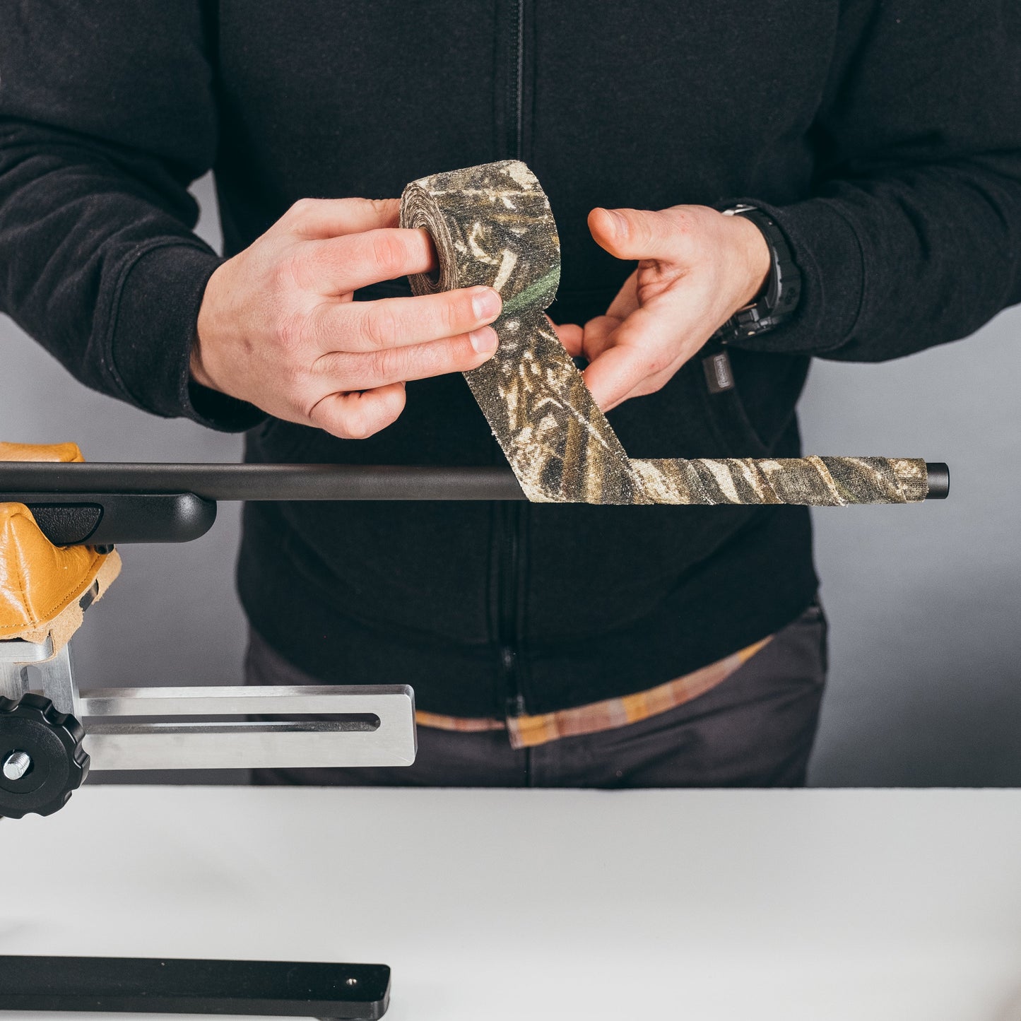 Gear Aid Camo Form Reusable Fabric Wrap shown in use