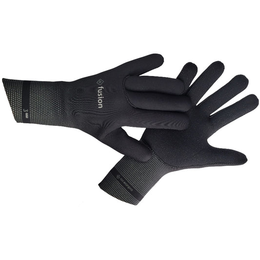 Black Oceanpro Fusion Glove 2.0 pair showing the textured palms, backs and 3mm cuffs