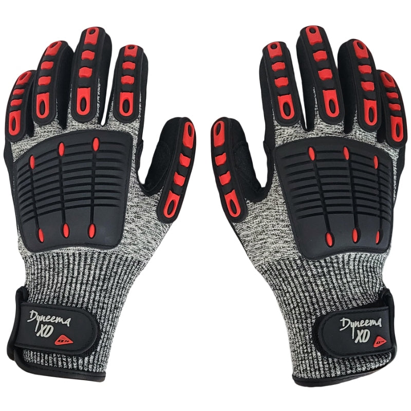 Pair of Ocean Hunter Dyneema XD Gloves showing reinforced backs and adjustable wrist closures