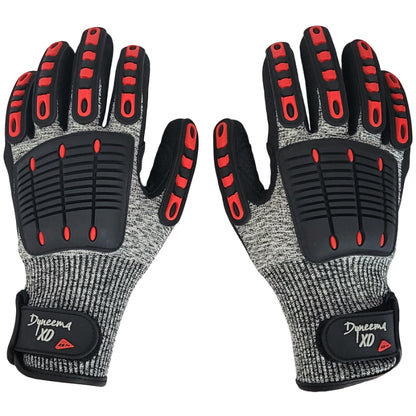 Pair of Ocean Hunter Dyneema XD Gloves showing reinforced backs and adjustable wrist closures