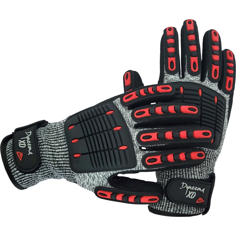 Ocean Hunter Dyneema XD Gloves crossed to show finger, knuckle and hand reinforcement