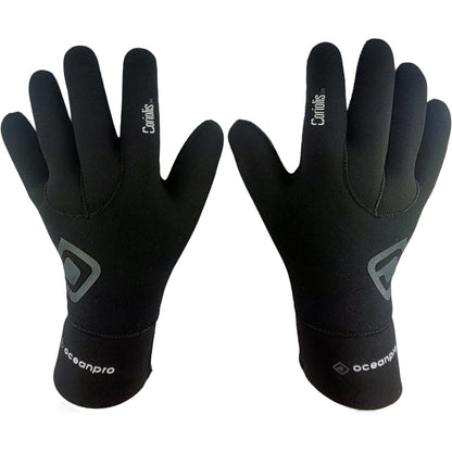 Pair of black Oceanpro Coriolis Gloves viewed from the back