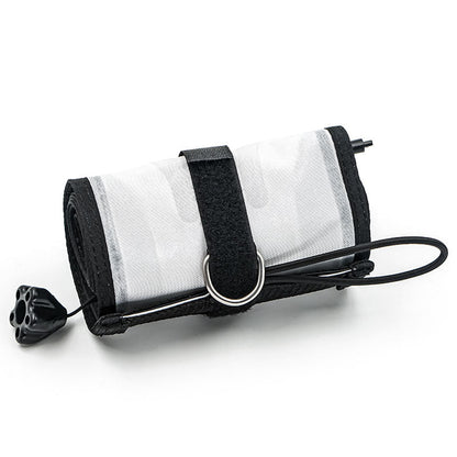 Razor Black/White DSMB rolled with bungee closure and bottom D-ring