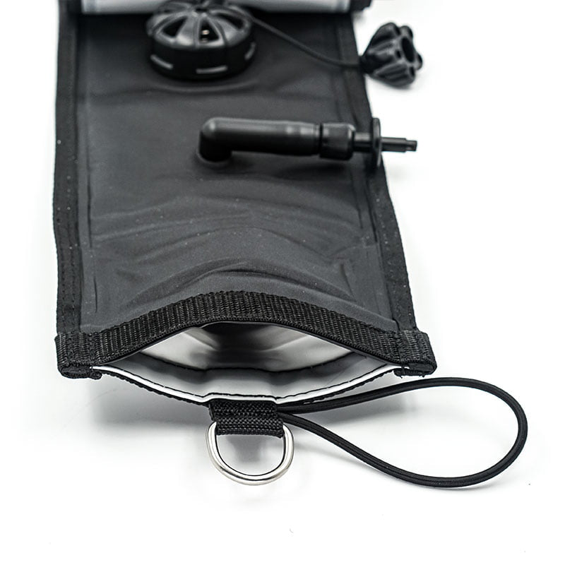 Razor Black/White DSMB open bottom, inflation valve and relief valve detail
