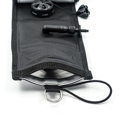 Razor Black/White DSMB open bottom, inflation valve and relief valve detail