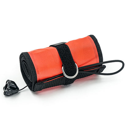 Razor Black/Orange DSMB rolled with bungee closure and bottom D-ring