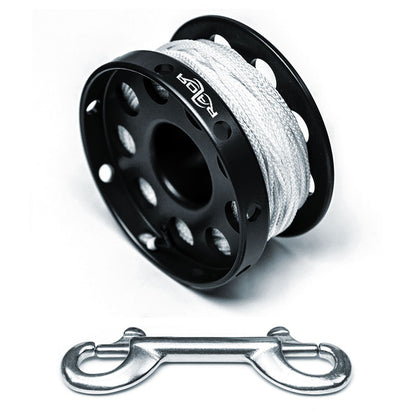 Razor 100 ft Safety Spool in black with white line and double ender