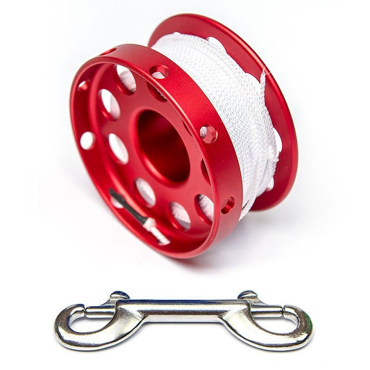 Razor 100 ft Safety Spool in red with white line and double ender