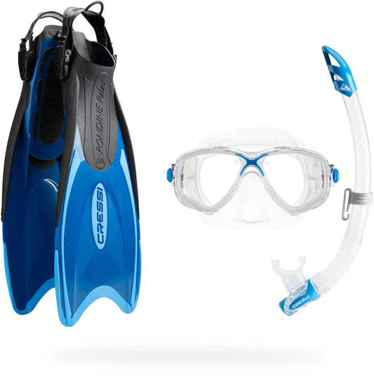 Cressi Palau Snorkelling Set – Adjustable Travel Set with Mask, Snorkel & Fins