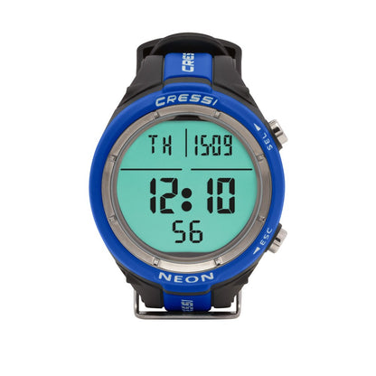 Cressi Neon Blue wrist computer display