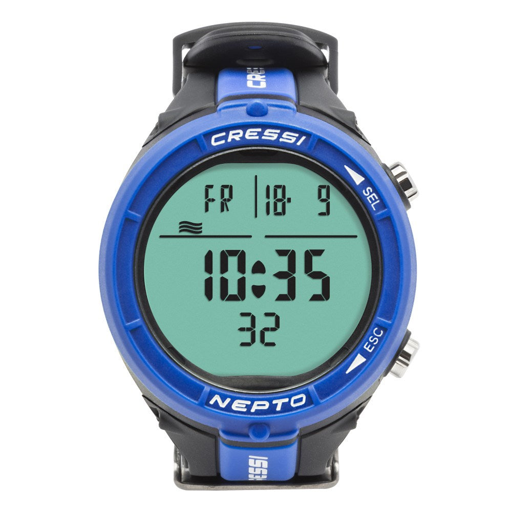 Cressi Nepto Blue freediving wrist computer front view