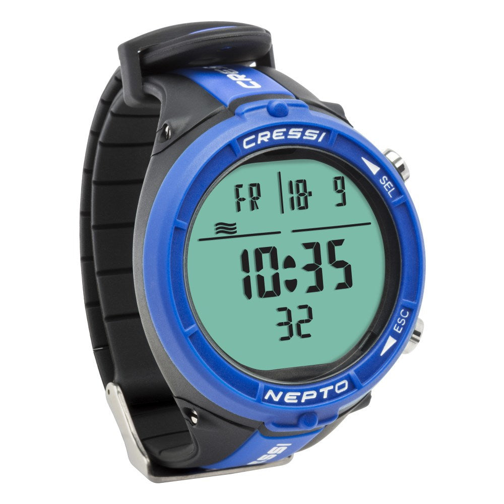 Cressi Nepto Blue freediving wrist computer display