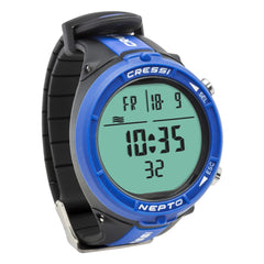 Cressi Nepto Blue freediving wrist computer display
