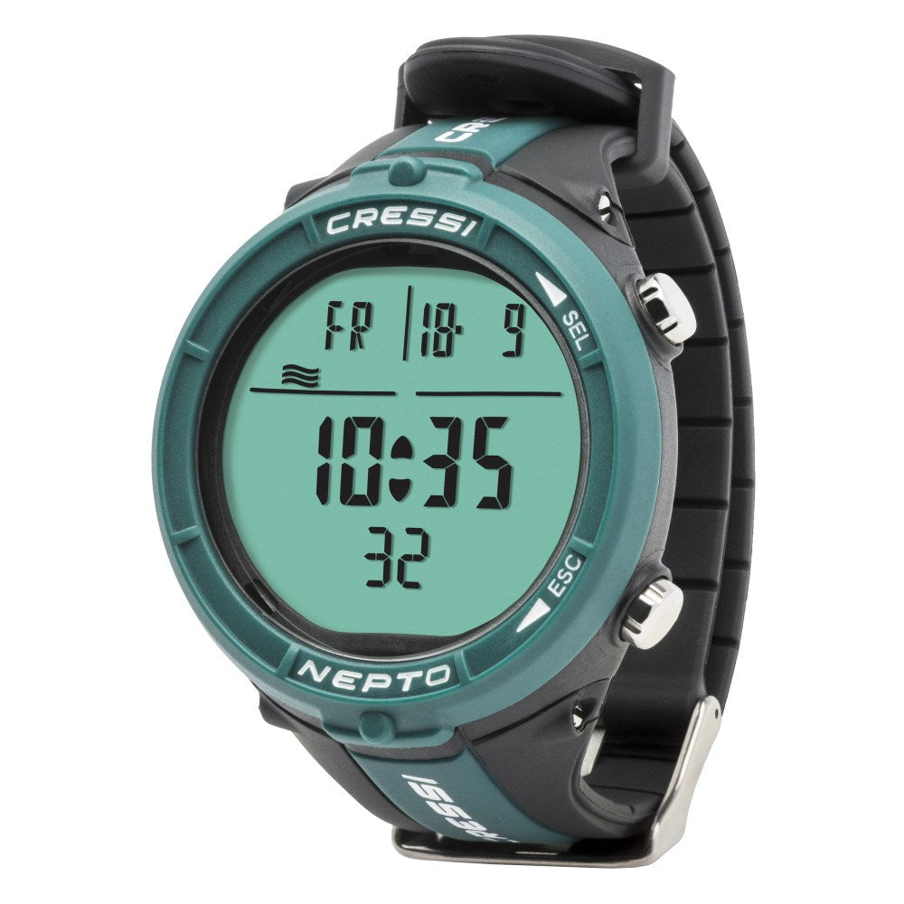 Cressi Nepto Green freediving wrist computer side view