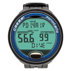 Cressi Donatello Black and Blue wrist computer front view