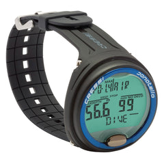 Cressi Donatello Black and Blue wrist computer display