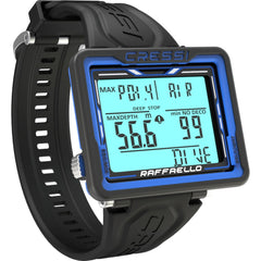 Cressi Raffaello Black and Blue wrist computer front view